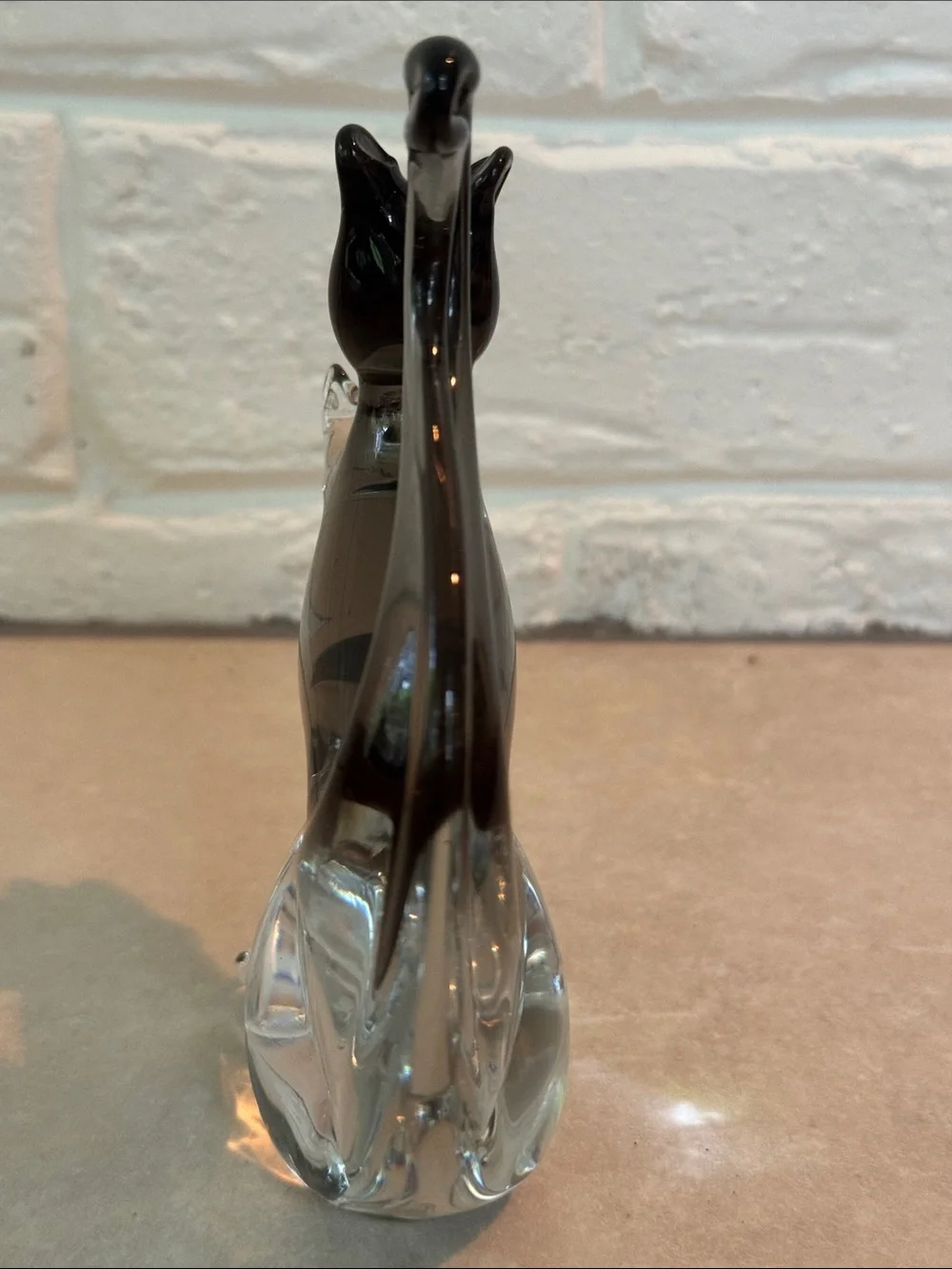 Murano Black and Clear Glass Squirrel Figurine Made In Italy 5.75” tall